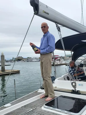 Arrival celebration — thanks for the bottle, Lee D!