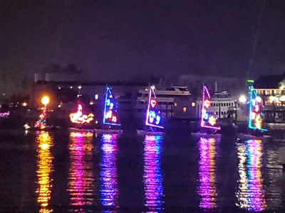 Holiday light parade in the bay